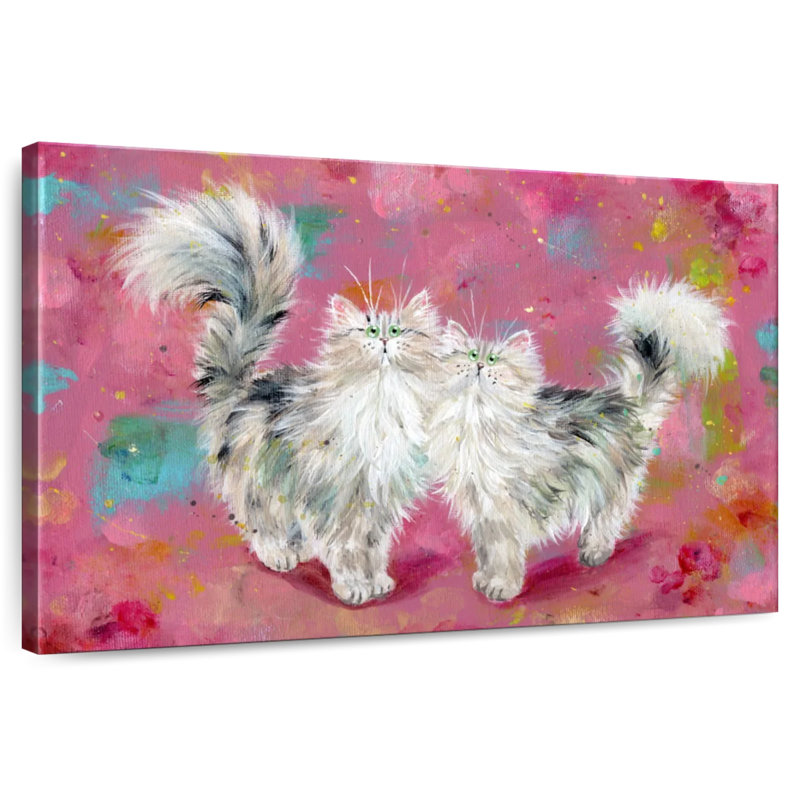 Brampt Two Tabbies On Blossom Pink, 30" H x 45" W