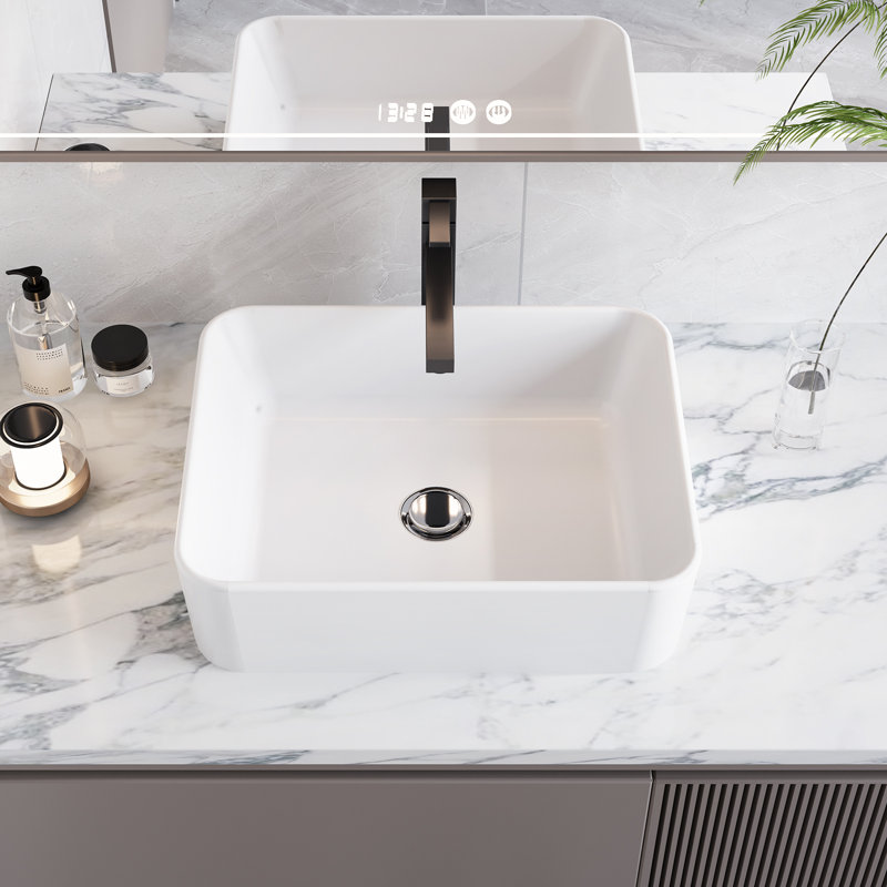 FXSGER 47.5mm L x 375mm W Polished Chrome Ceramic Sink