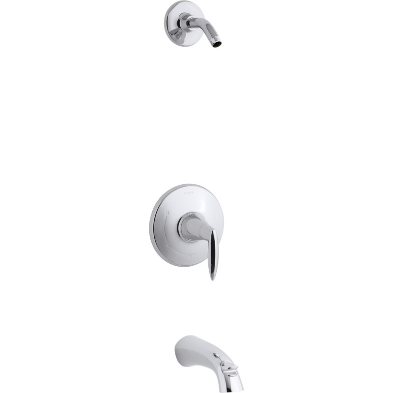 Kohler Alteo Rite-Temp Bath and Shower Valve Trim with Lever Handle and Spout, Less Showerhead, Vibrant Brushed Nickel
