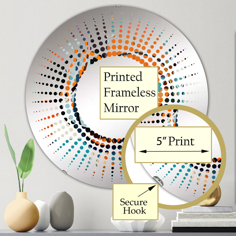 Miroir décoratif à motif géométrique bleu et orange MIR102466 C, 23,6 po x 23,6 po
