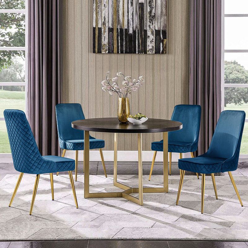 Heiress 19.2'' H Velvet Upholstered Side Chair, Blue