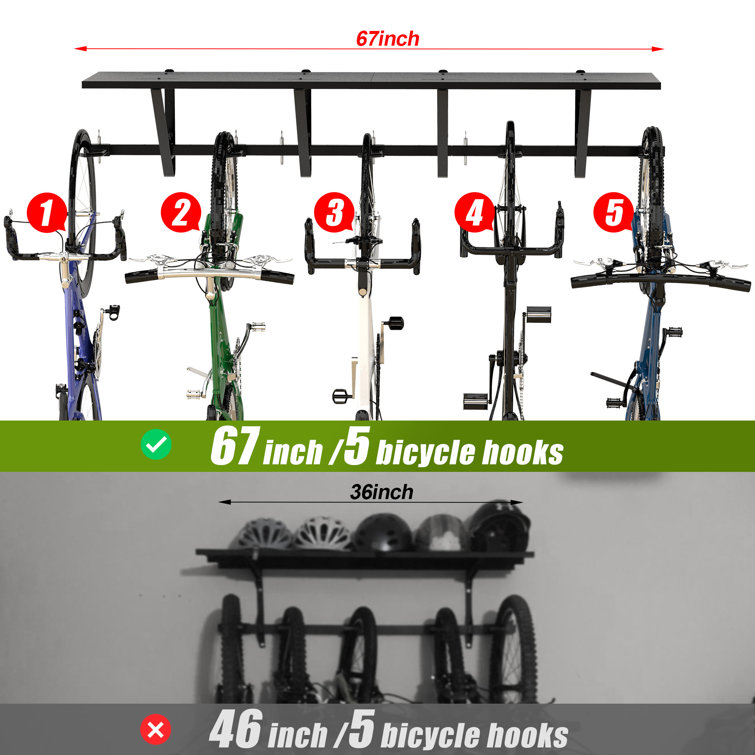 Vertical Bike Storage Hanger 2 Bike Hooks Wall Mount Garage