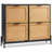 Rattan Shoe Cabinet, Narrow Shoe Storage Organizer with 4 Flip Drawers, Slim Shoe Entryway Storage Cabinet with Metal Legs, Ideal for Entryway, Closet, Hallway, Light Wood Color