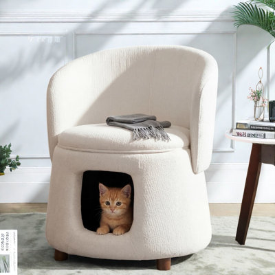Chaises d'appoint avec rangement, coin pour animaux en bois d'acacia, maison compacte moderne