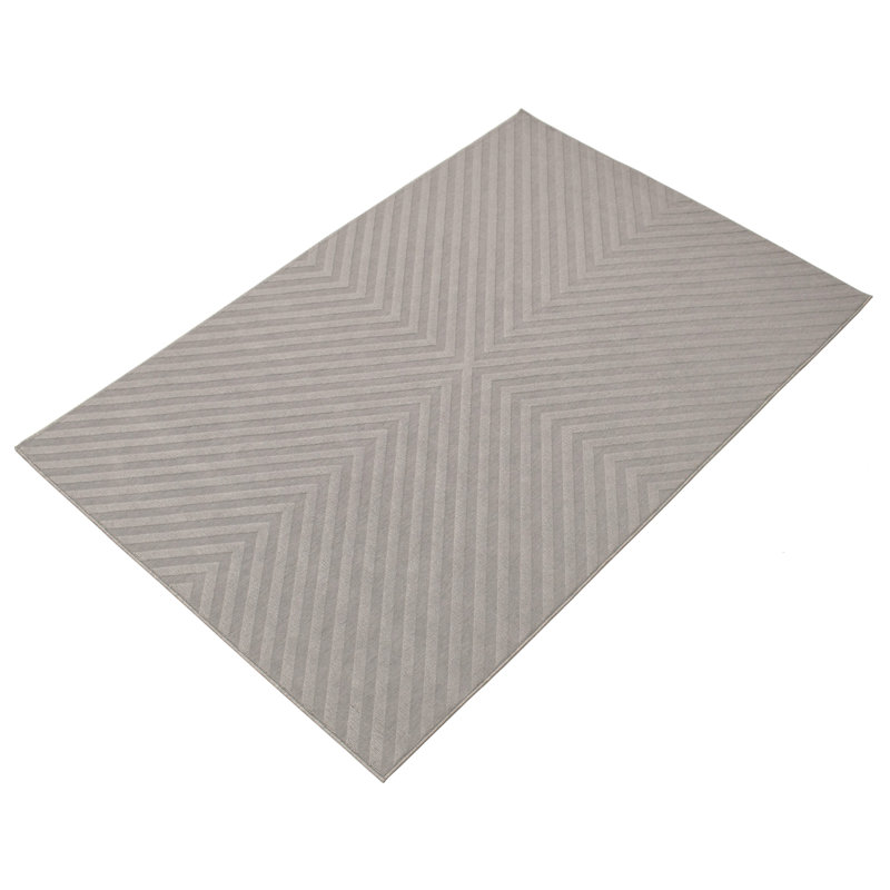 Ensemble de tapis gris abstrait, Rectangle 5 pi 3 po x 7 pi 7 po