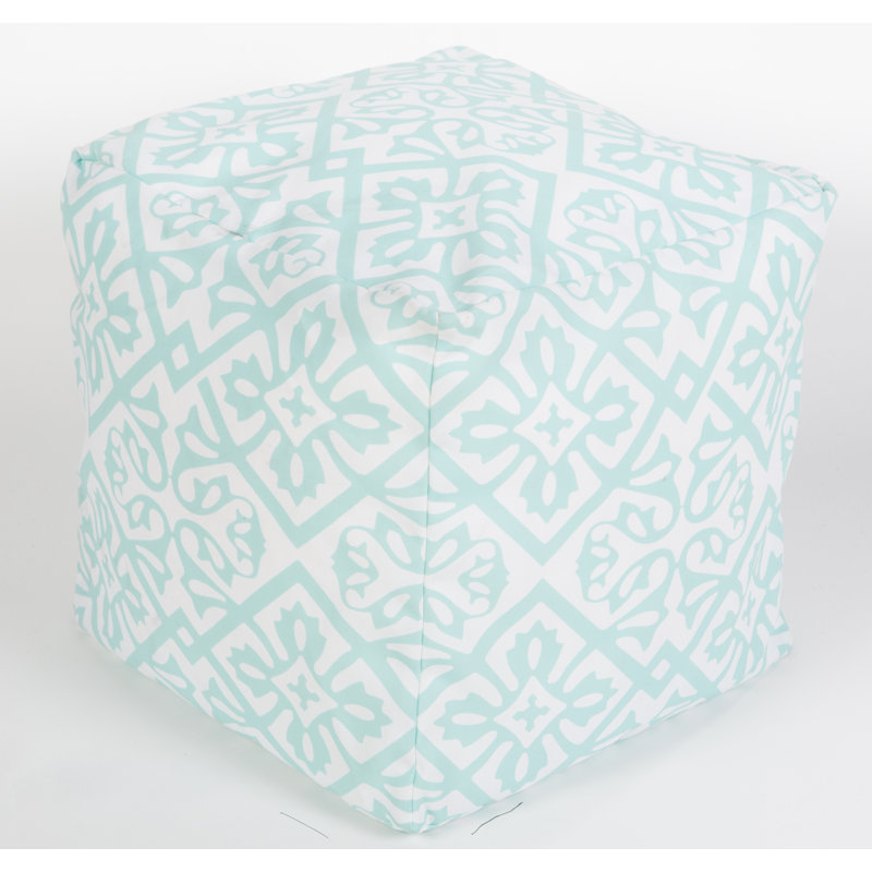 Upholstered Pouf, Mint Polyester Blend