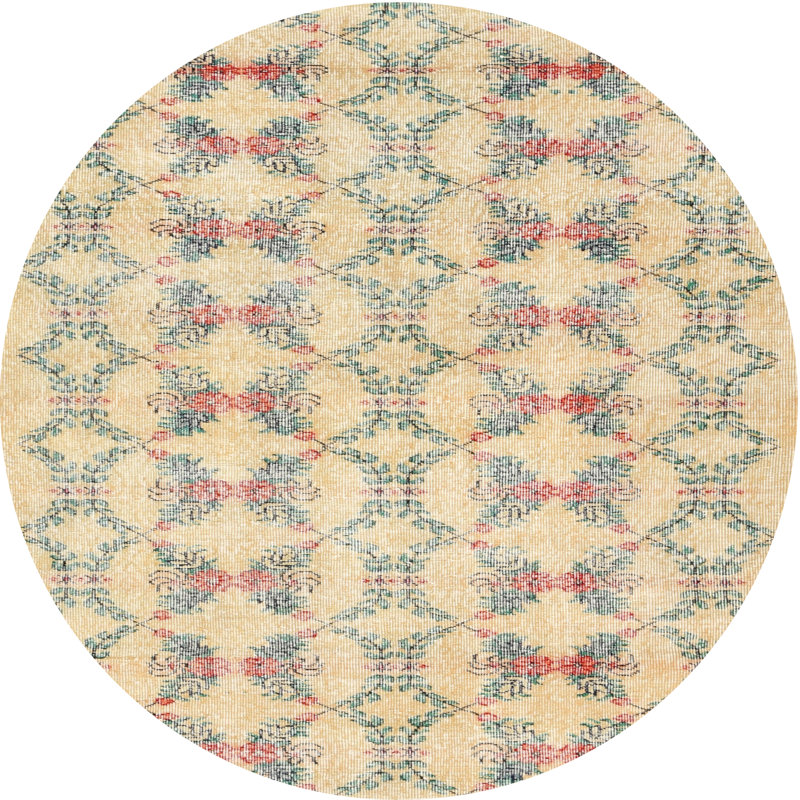Tapis contemporain beige / olive clair, Rond 4 pi