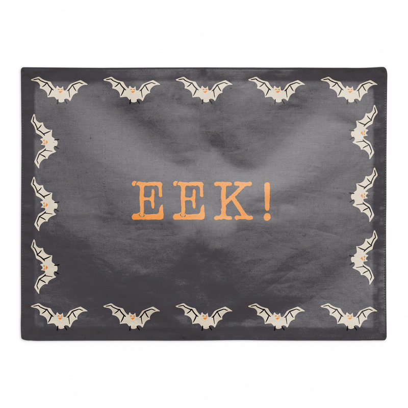 EEK! Black and Orange Polyester Twill Halloween Placemat