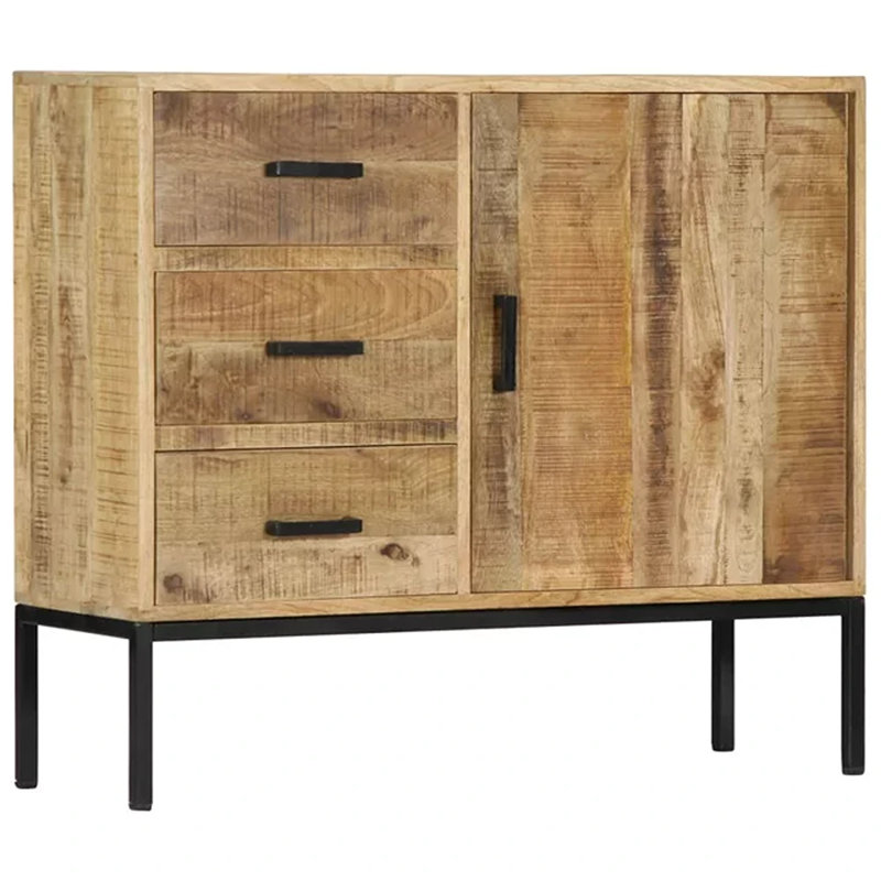 Arcadia Sideboard 34.6" x 11.8" x 28" Solid Mango Wood, Grey Brown