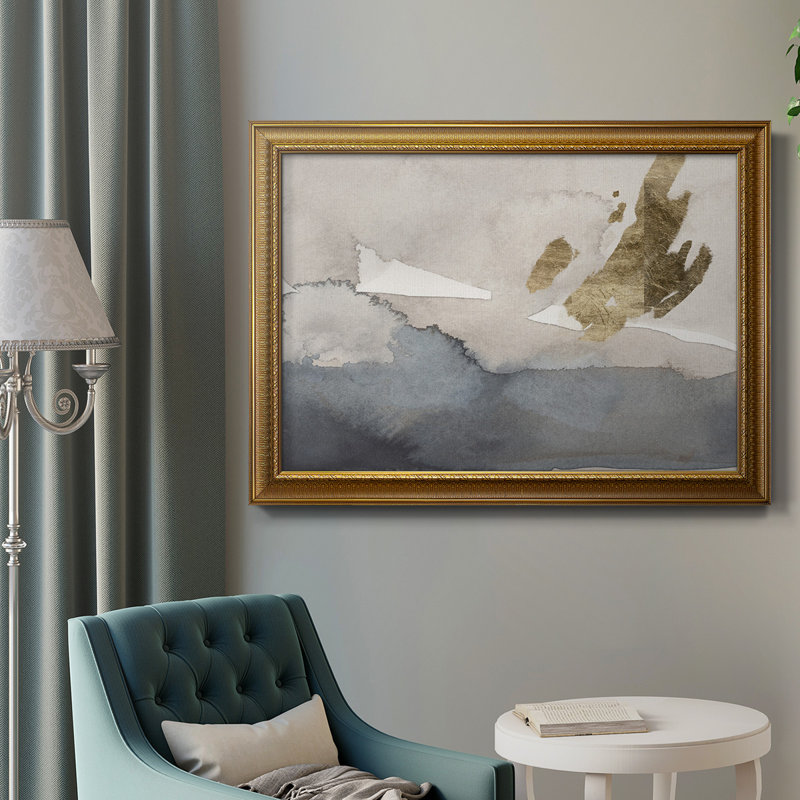 Watercolor with Gold I - Peinture sur toile encadrée, H 16 po x l 20 po