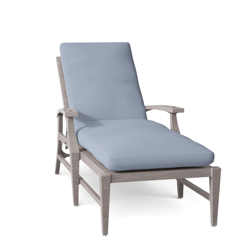 Croquet Aluminum Outdoor Chaise Lounge, No Welt, Oyster, Arbor Chambray