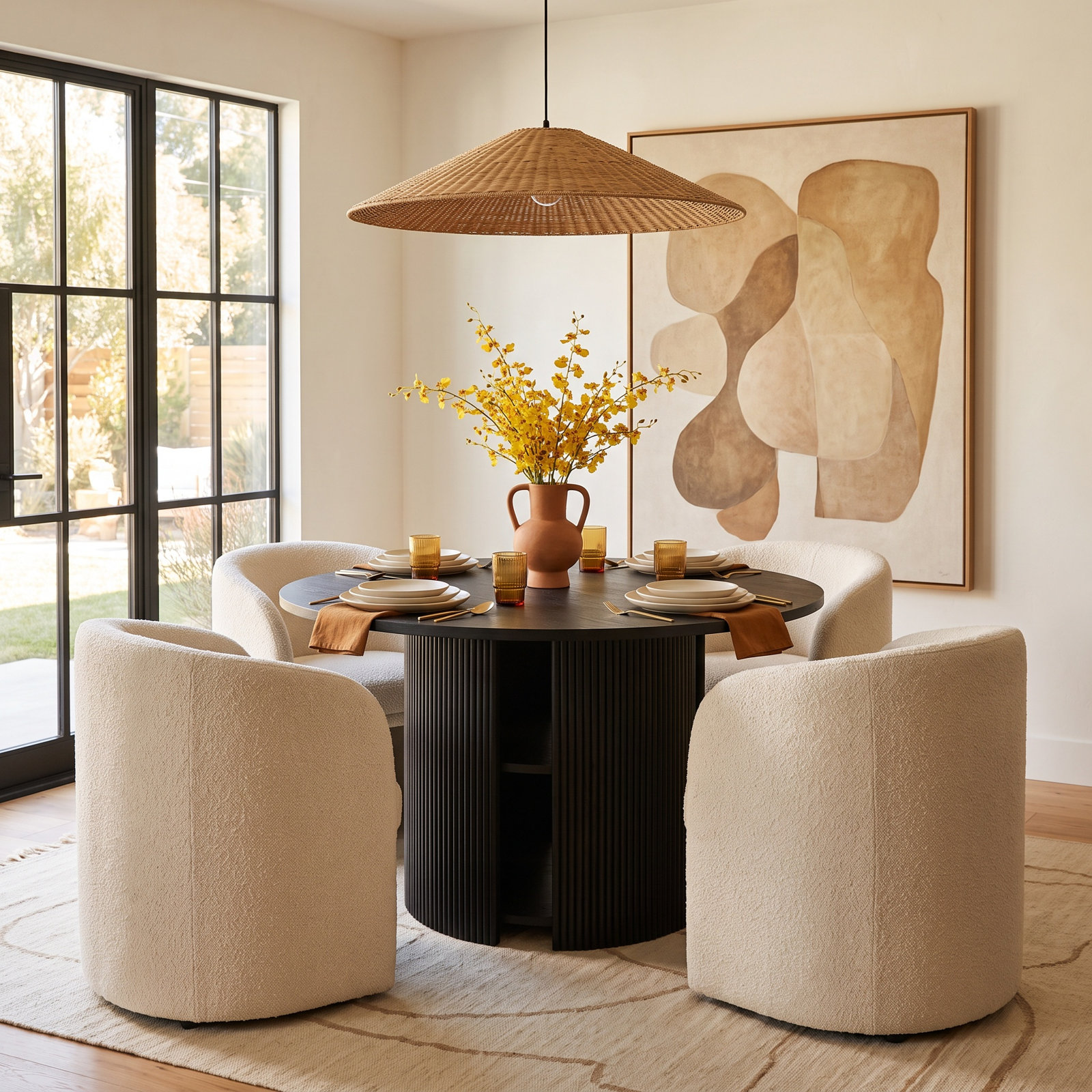 Sorine 48'' Round Dining Table, Black