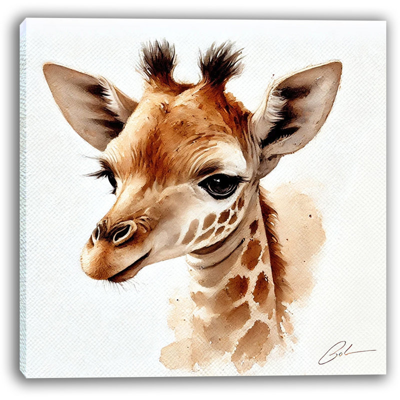 «Gentle Baby Giraffe», art mural sur toile, H 12 po x l 12 po