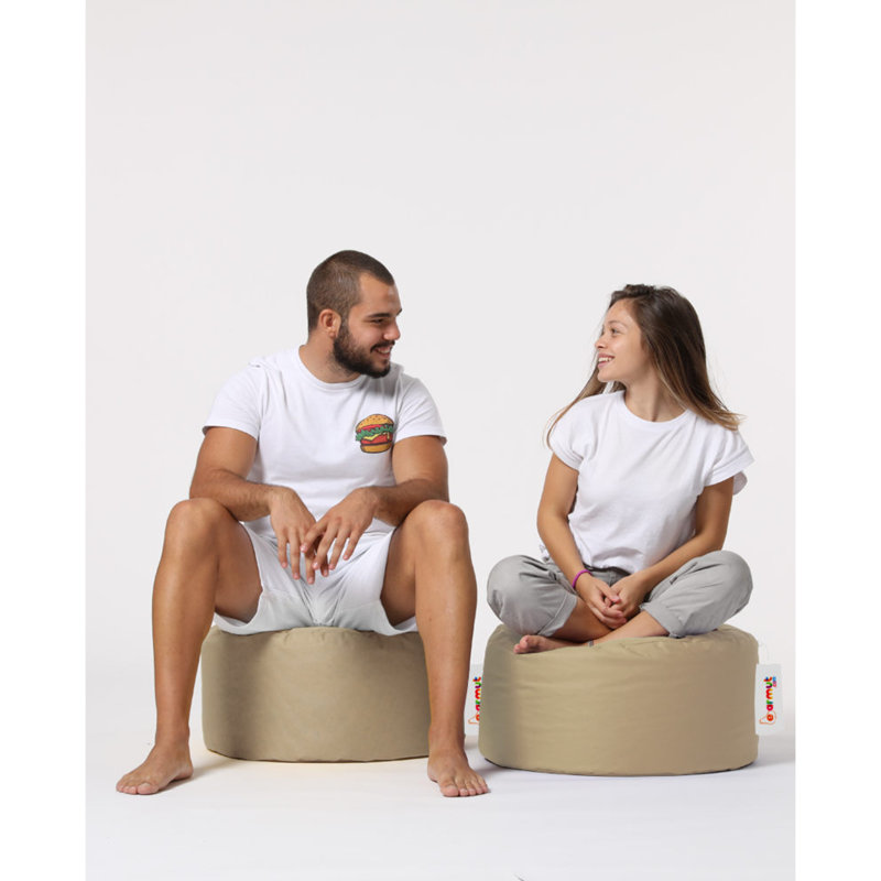 Élégant pouf de jardin imperméable de 21,7 po de diamètre x 11,8 po de hauteur | Tissu 100% polyester, 100% mousse de styromousse originale, capacité de poids maximale: 440 lb | Couleur camel, parfait pour le divertissement extérieur moderne et la détente