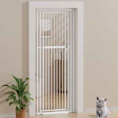 47"-87" Extra Tall Pet Gate, Adjustable Width 27.5"-31.5", One-Piece Metal Safety Gate, Pressure Mount No Tools Needed