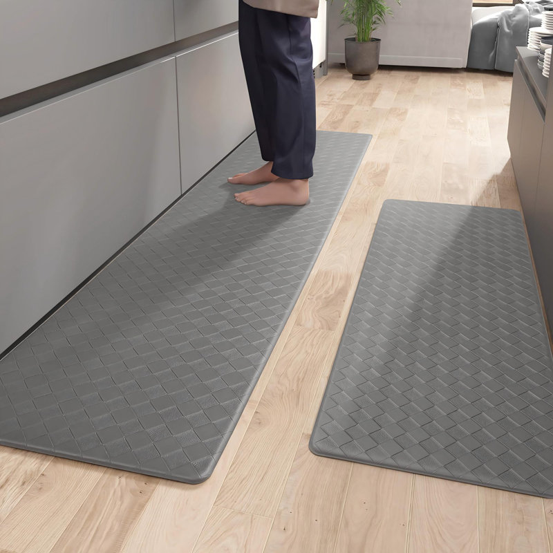 Tapis de cuisine antidérapant et antidérapant (ensemble de 2), Tapis de couloir l 5,7 po x L 7 pi 10,5 po x l 1 p, Gris