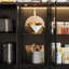 Îlot de cuisine l 77,6 po avec porte en verre 3 tiroirs double face