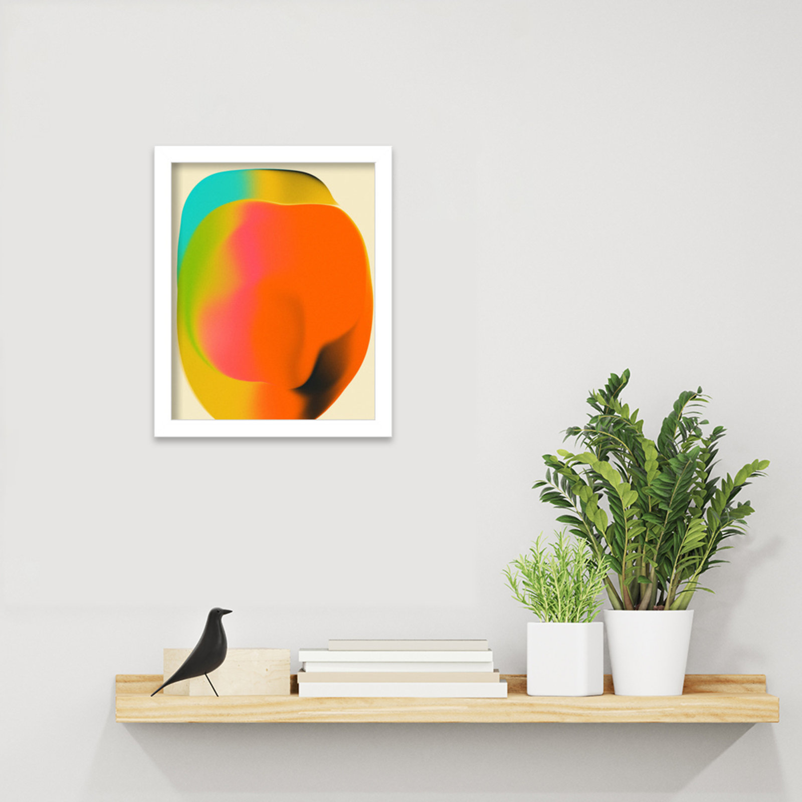 Smudge 2 by Jazzberry Blue, White Framed, 13" H x 11" W
