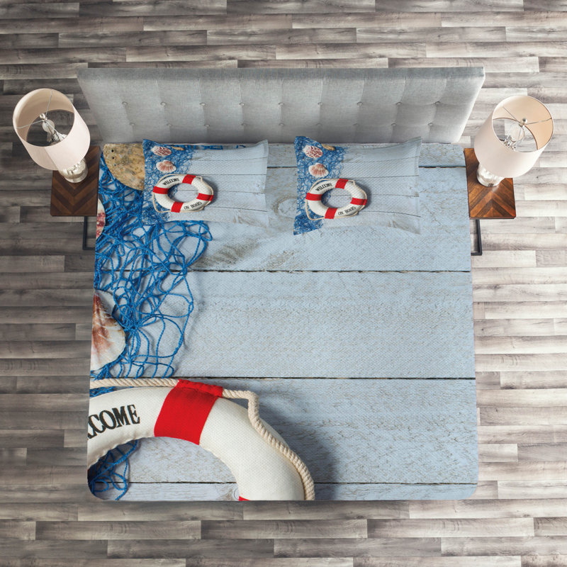 Buoy Polyester Coverlet, King Bedspread + 2 Shams