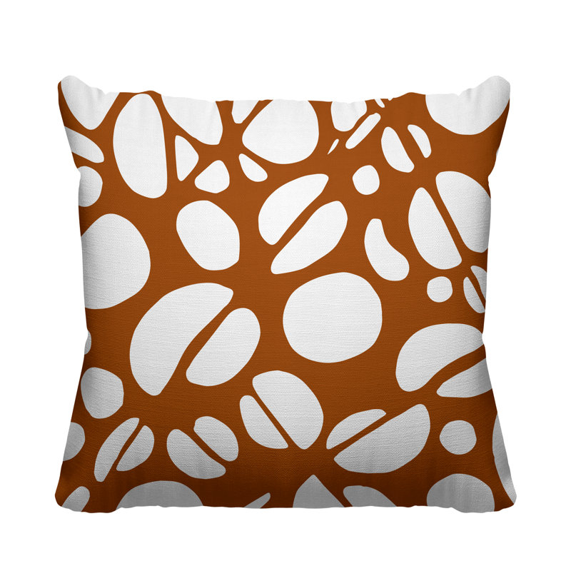 Coussin décoratif intérieur / extérieur Chevy Tribal Abstract, L 19 po x H 19 po, Orange brûlé