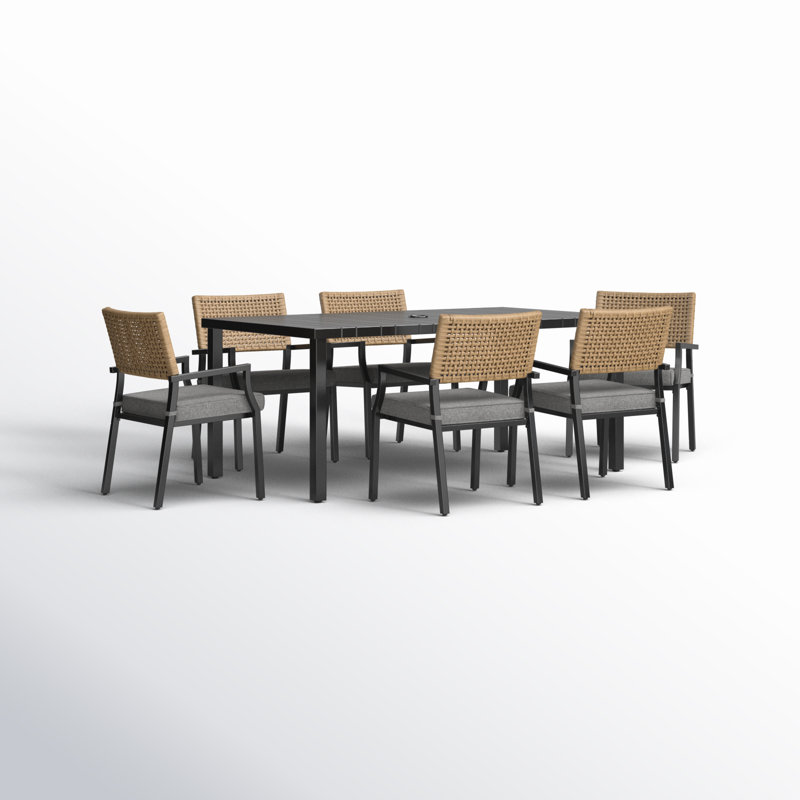 Aiden 6-Person Steel Outdoor Dining Set With Armchairs