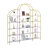 74.8 Inch 5 Tiers Office Bookcase Bookshelf, Display Shelf With Round Top, X Bar Frame