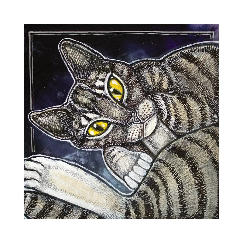 Cat Curl 1 Piece Wrapped Canvas Painting, 45.72 cm H x 45.72 cm W x 3.175 cm D