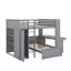 Lit mezzanine double avec lit simple, armoire, bureau et tablettes-1747098236