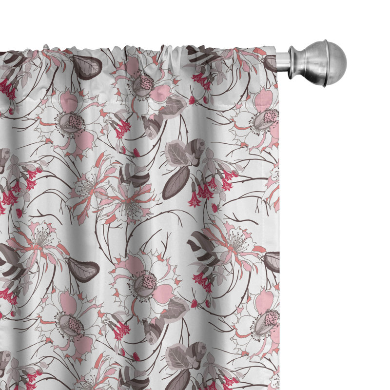 Floral Semi-Sheer Rod Pocket Curtain Panels, 28" x 63"