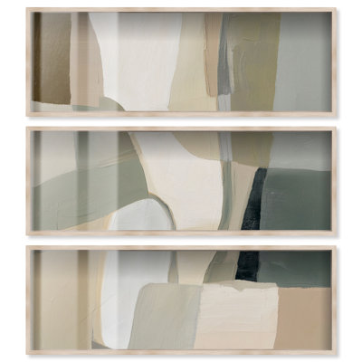 Desert Shallows I Shadowbox Print Living Room Wall Art Set by Art Remedy, Blonde Frame, 48 x 16