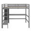 Full-Size Wooden High Loft Bed With Under-Bed Workstation & Versatile Shelving Units-649224094