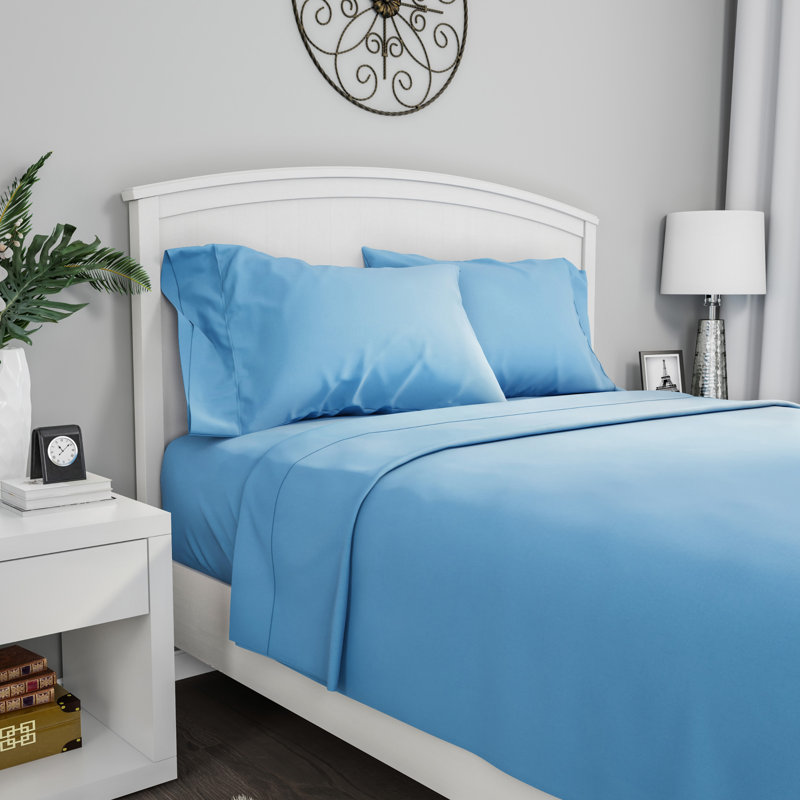3-Piece Brushed Microfiber Sheet Set - Bedding with Wrinkle and Stain-Resistant Fitted and Flat Sheets Plus Pillowcase by Lavish Home
