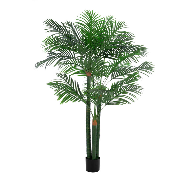 95 po Palmier artificiel en soie artificielle pour décoration intérieure, H 71 po x l 28 po x P 28 po