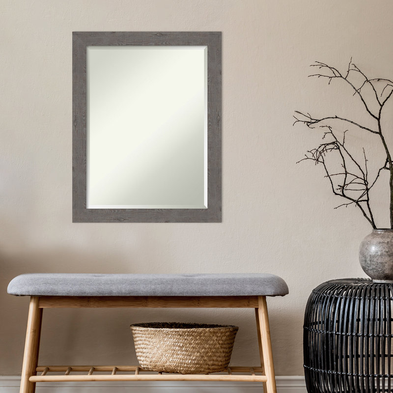 Miroir d'appoint mural Josheph, Gris vieilli, 27,5 po x 21,5 po