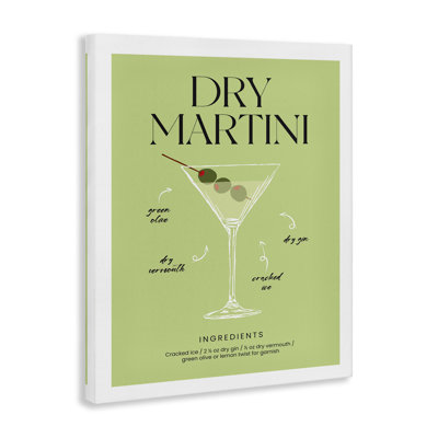 Art mural sur toile, "Dry Martini Recipe", par lettré et doublé