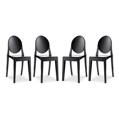 Modholic Ghost Dining Chair, Black (Set Of 4)