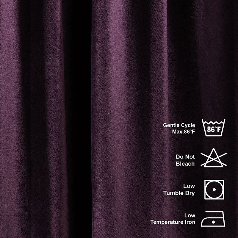 Room Darkening Single Curtain Panel, Dark Purple, 190cm Width x 225cm Drop