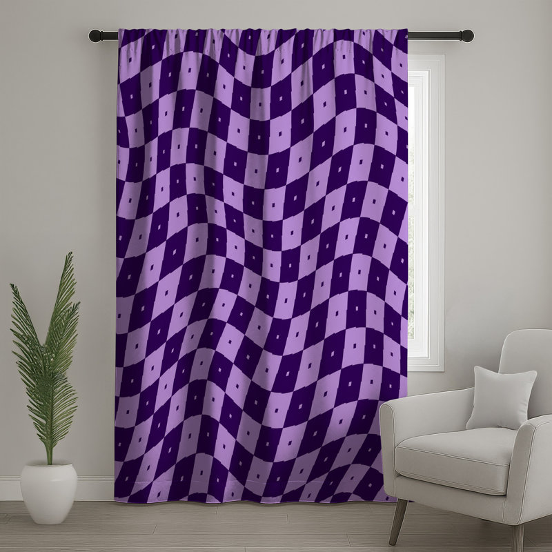 Rideaux et voilages mauves à carreaux mauves, 50" x 92" - 1 Panel, Sheer