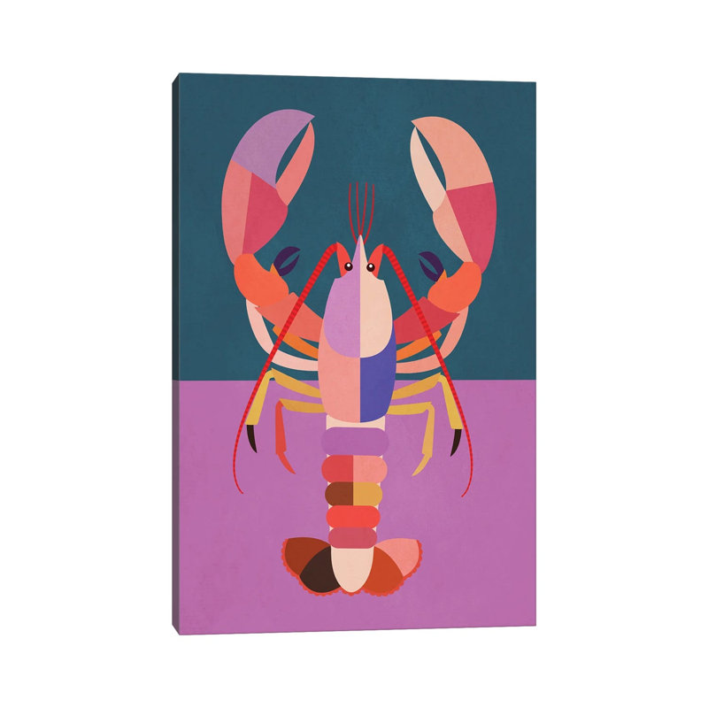 Abstract Lobster 1 Piece Wall Art on Canvas, 30.48 cm H x 20.32 cm W  x  1.905 cm D, Does Not Apply