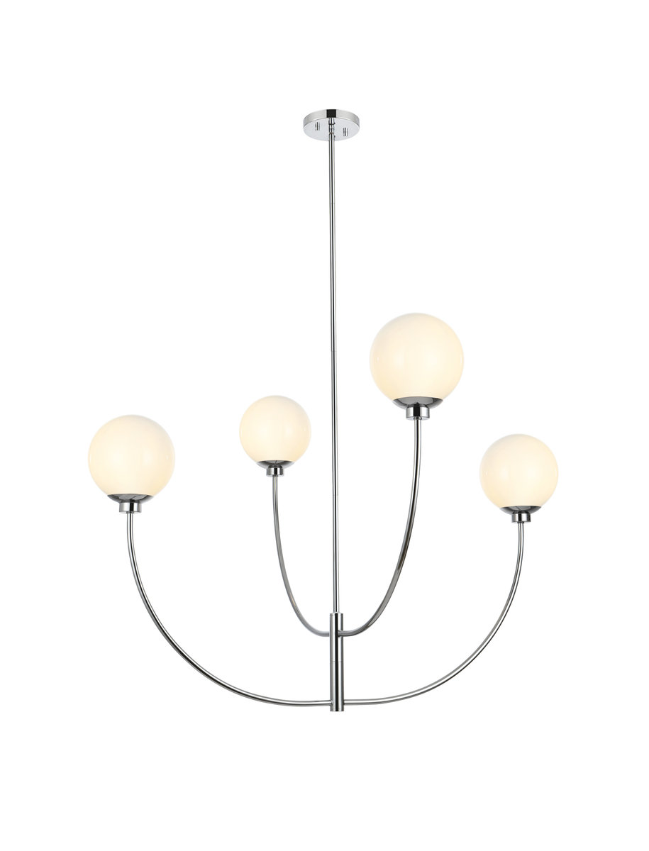 Kyle 4 - Light Dimmable Modern Linear Chandelier, 29.5" H x 42" W x 42" D, Chrome