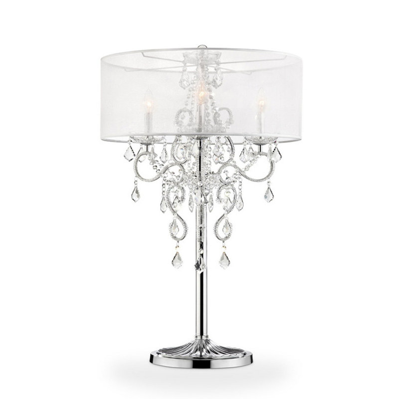 35" "Evangelia" Silver Crystal Accent Table Lamp with Clear Shade