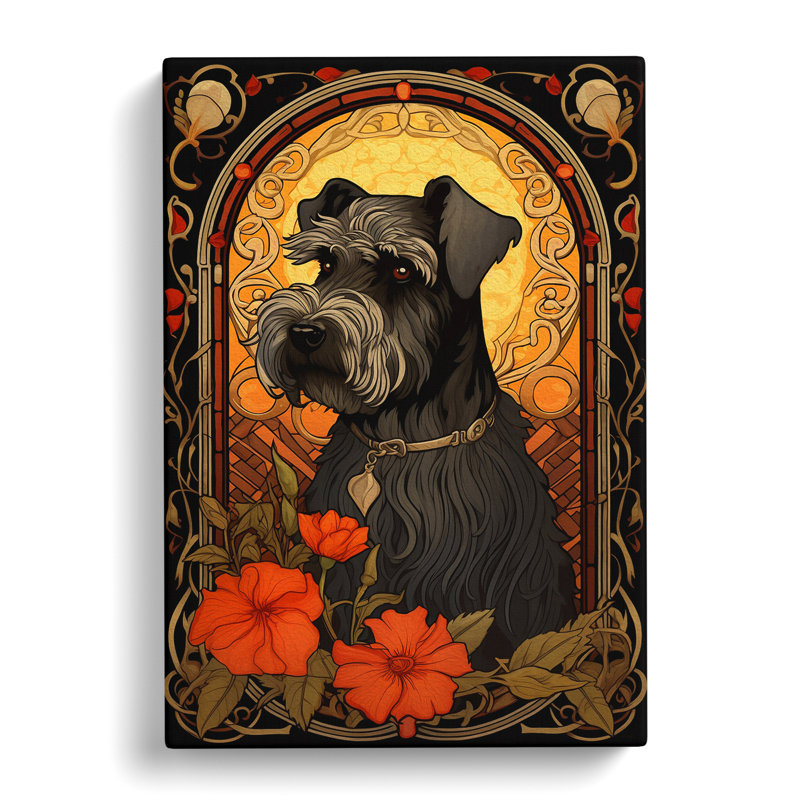 Schnauzer Nouveau - Wrapped Canvas, 50cm H x 35cm W x 3cm D