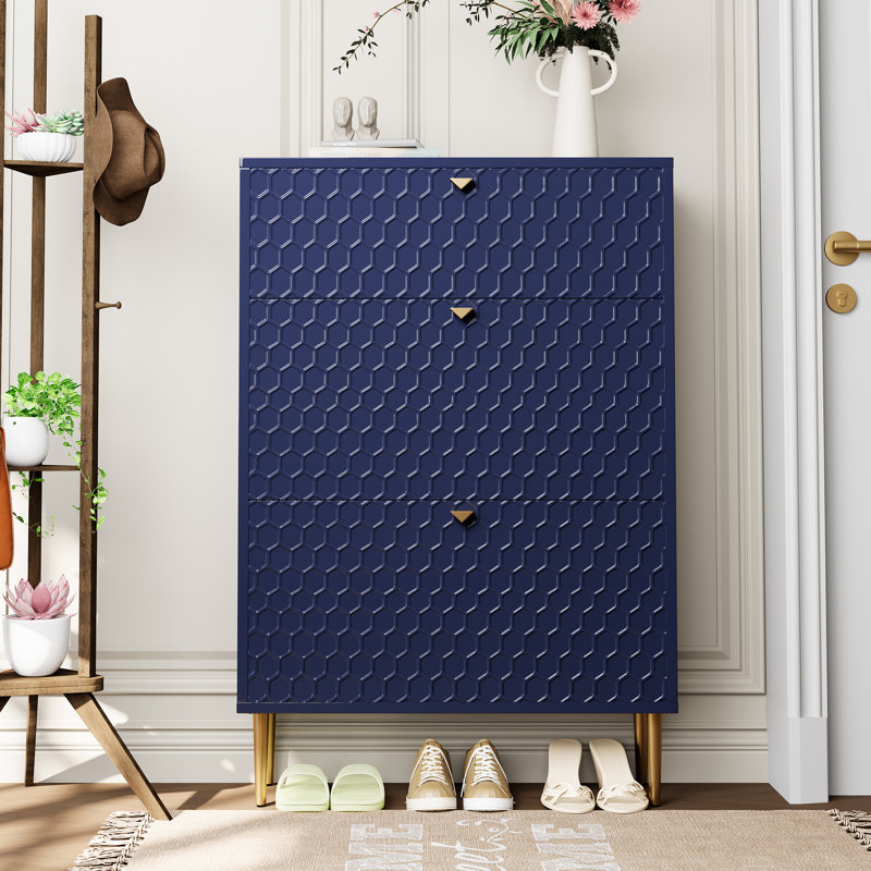 24 Pair Shoe Storage Cabinet, Blue