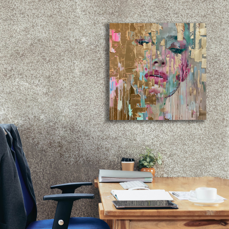 "Epic Graffiti" Golden Dreamscape "par Svetlana Aleynikova, art mural sur toile, H 26 po x l 26 po