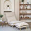 Fauteuil à billes paresseux réglable et pliable pour adultes, canapé inclinable et ergonomique pour lire, se détendre et s'agencer au balcon de la chambre à coucher du salon | Beige | Métal
