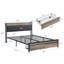 Base de lit plateforme pleine grandeur en métal avec tête de lit avec fonction de rangement rembourrée, doublure USB et pied de lit avec tiroirs, aucun sommier nécessaire, grand rangement sous le lit, assemblage facile-1523084484