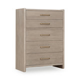 Labelle Five Drawer Oak Wood Chest In Chai