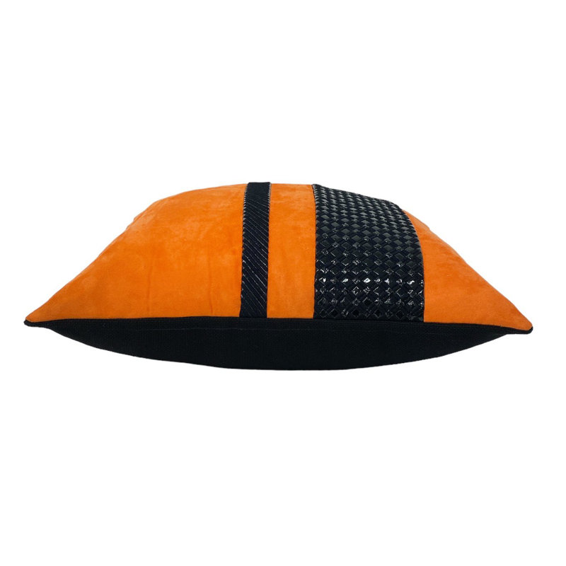 Orange & Black Striped Throw Pillow