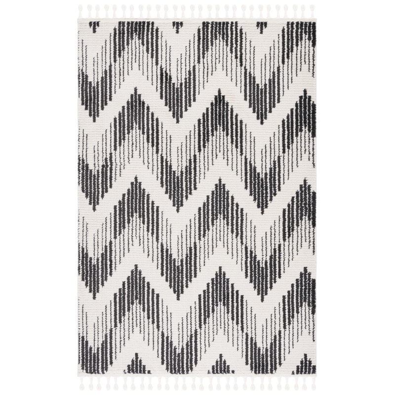 Emmariah Tassel Performance Chevron Rug, Rectangle 5'5" x 7'6"
