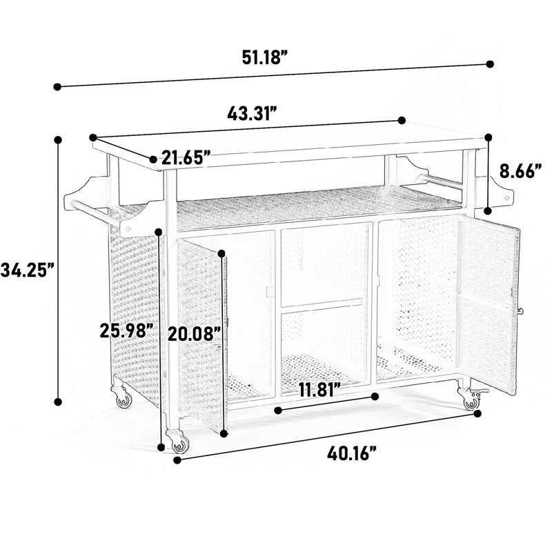 Grand chariot-bar gris avec table en acier inoxydable extensible et plateau de rangement